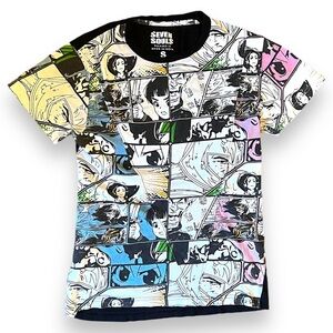 Seven Souls Comic Strip Graphic T-Shirt Anime Geometric Size Small